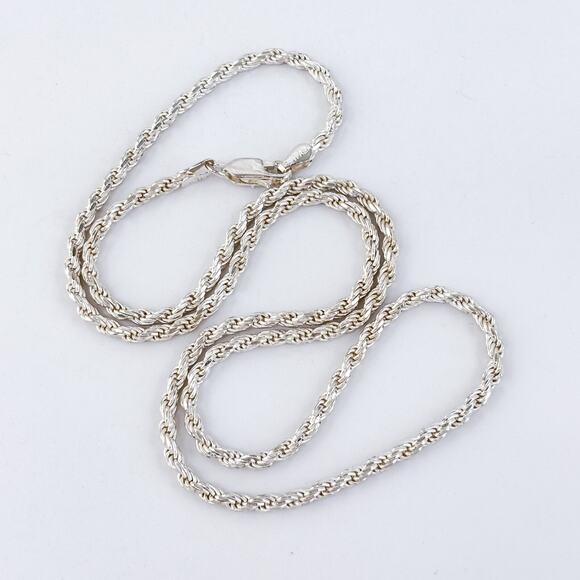 Vintage Italy Sterling Silver 925 2.6mm Rope Chain Necklace 20" - Picture 1 of 3